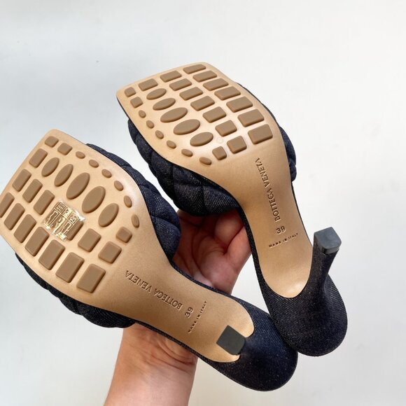 Bottega Veneta Matelasse Quilted Denim Mule Sandals Indigo Size EU 39 US 9 NEW - Picture 9 of 12